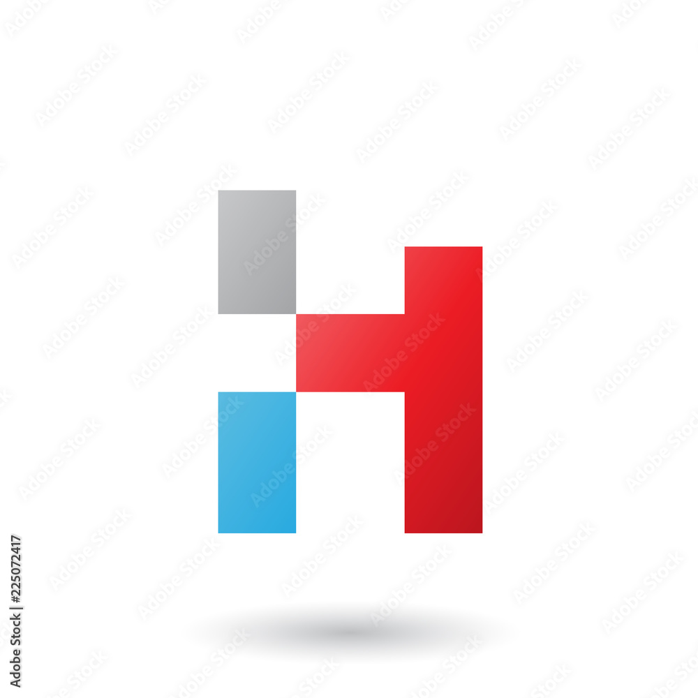 Fototapeta premium Red Letter H with Rectangular Shapes Vector Illustration