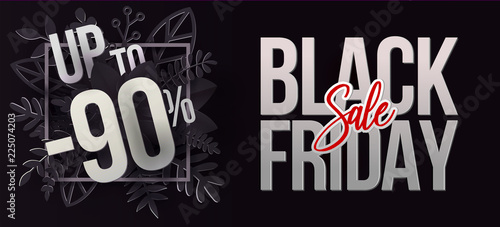 Black Friday sale design with leaves.