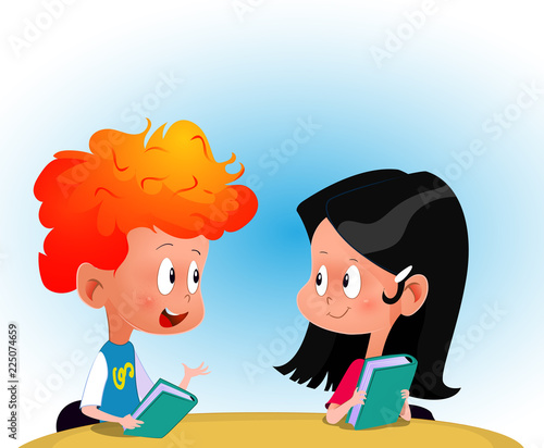 happy child little girl with glasses reading a books