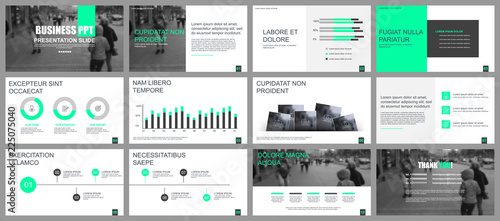 Business presentation slides templates from infographic elements. Can be used for presentation template, flyer and leaflet, brochure, corporate report, marketing, advertising, annual report, banner.