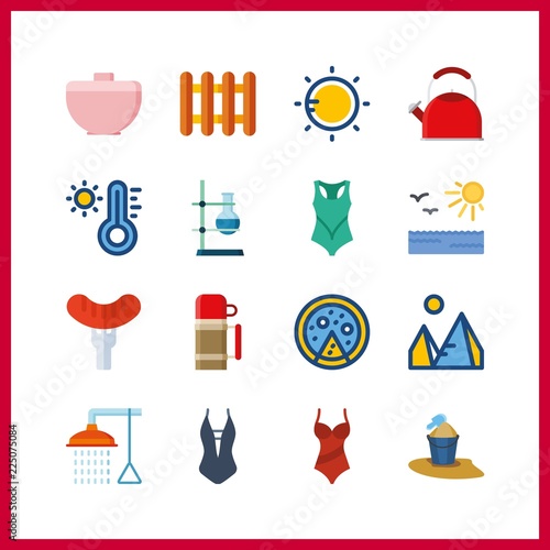 hot icon. bathing and bucket vector icons in hot set. Use this illustration for hot works.