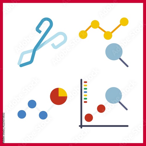 stock icon. line chart and crucible tongs vector icons in stock set. Use this illustration for stock works.