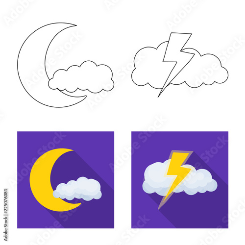 Isolated object of weather and climate logo. Set of weather and cloud stock vector illustration.