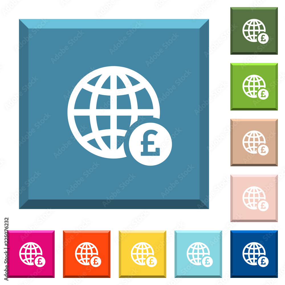 Online Pound payment white icons on edged square buttons Online Pound payment white icons on edged square buttons