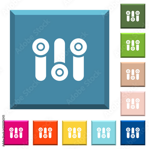 Control panel white icons on edged square buttons
