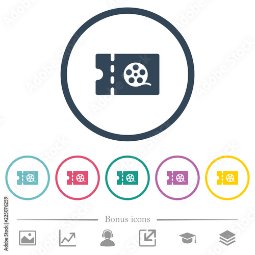 Movie discount coupon flat color icons in round outlines photo
