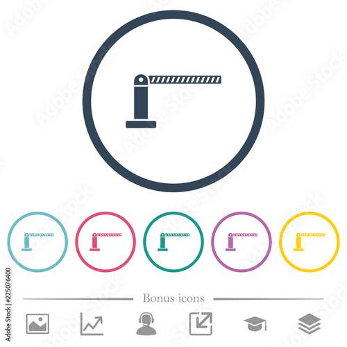 Closed barrier flat color icons in round outlines