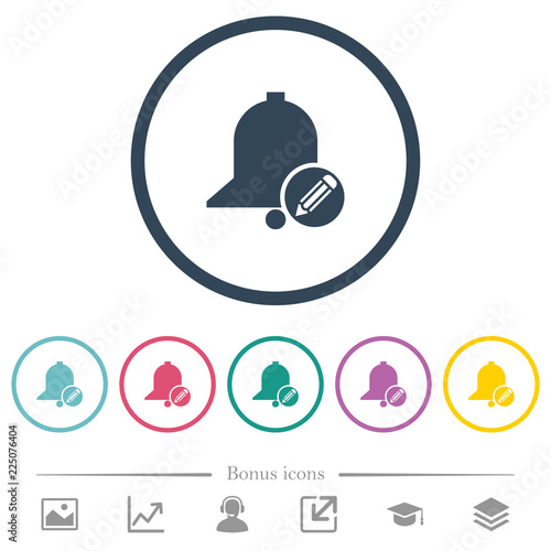 Edit reminder flat color icons in round outlines