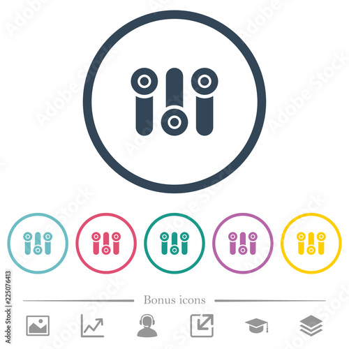 Control panel flat color icons in round outlines