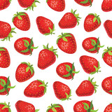 Vector seamless pattern with strawberries. Graphic drawing.