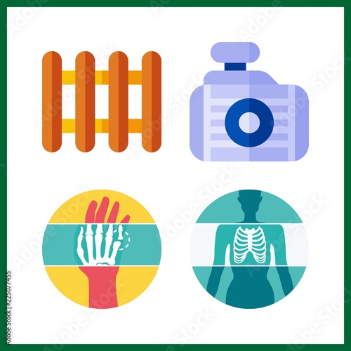 4 lung icon. Vector illustration lung set. radiator and x ray icons for lung works