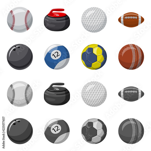 Vector illustration of sport and ball icon. Collection of sport and athletic vector icon for stock.
