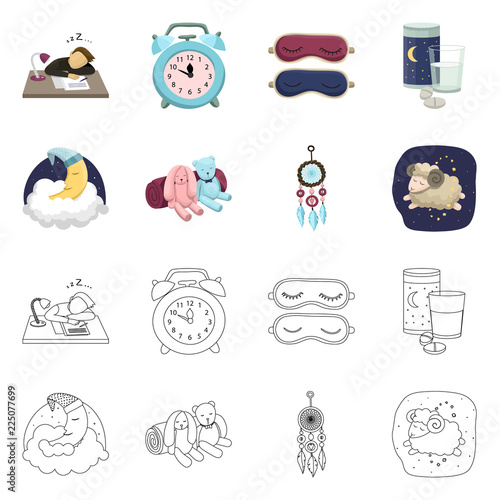 Vector design of dreams and night sign. Collection of dreams and bedroom stock vector illustration.