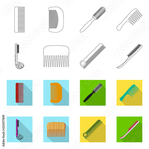 Vector illustration of brush and hair logo. Set of brush and hairbrush stock symbol for web.