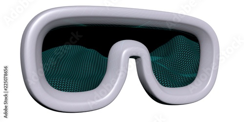 Virtual reality mask illustration on white background. VR glasses technology concept. 3D illustration