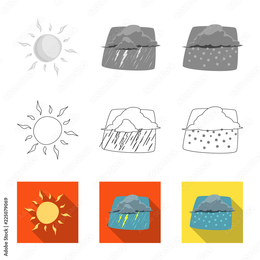Isolated object of weather and climate sign. Set of weather and cloud stock symbol for web. Isolated object of weather and climate sign. Set of weather and cloud stock symbol for web.