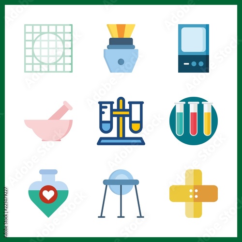 9 pharmacy icon. Vector illustration pharmacy set. medicine and test tube icons for pharmacy works