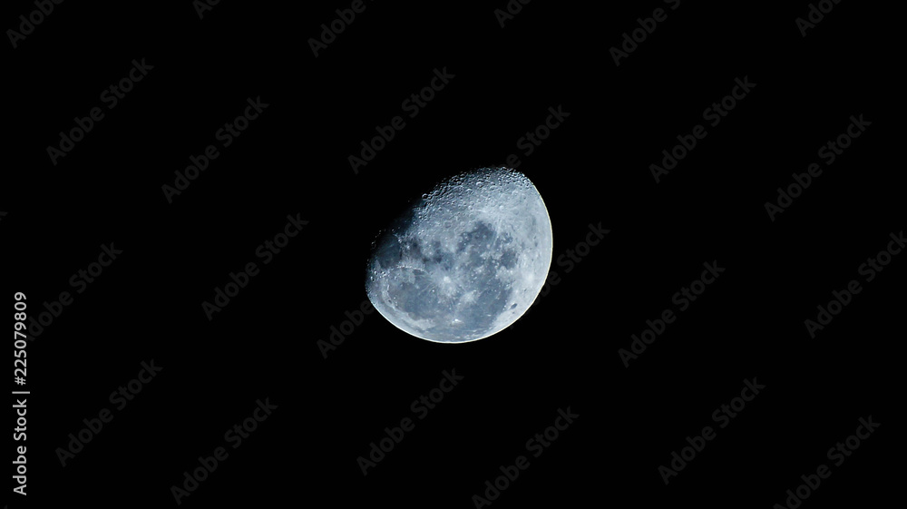 Luna en una noche de invierno. - obrazy, fototapety, plakaty 