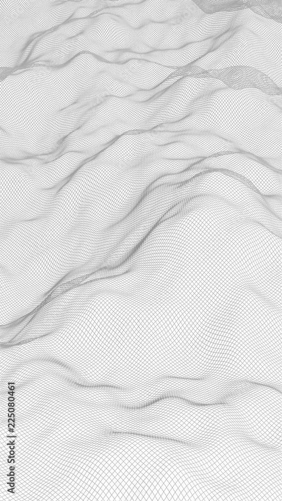 Abstract landscape on a white background. Cyberspace grid. Hi-tech network. 3d technology illustration Abstract landscape on a white background. Cyberspace grid. Hi-tech network. 3d technology illustration