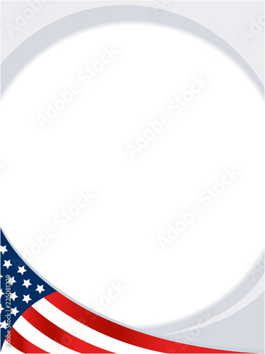 USA abstract flag symbols round border background with empty space for your text.