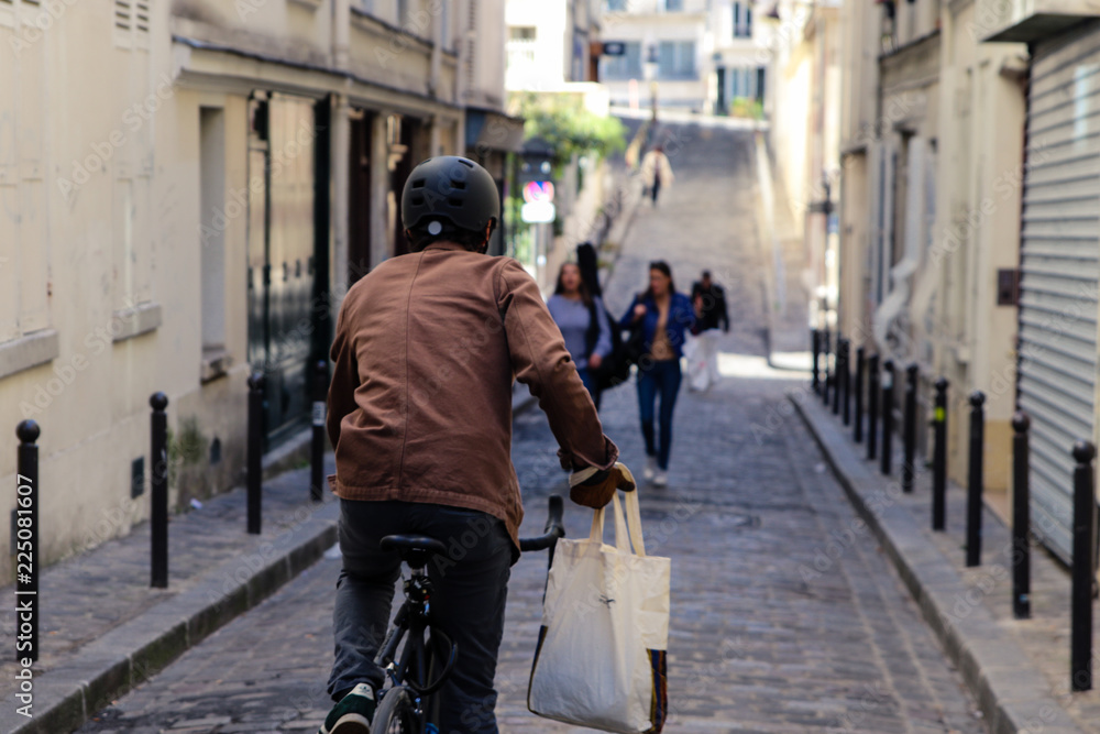 Doing bicycle in Paris MontMartre