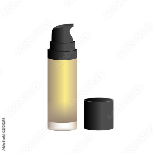 Vector illustration icon with bottle liquid matte foundation for making makeup to woman