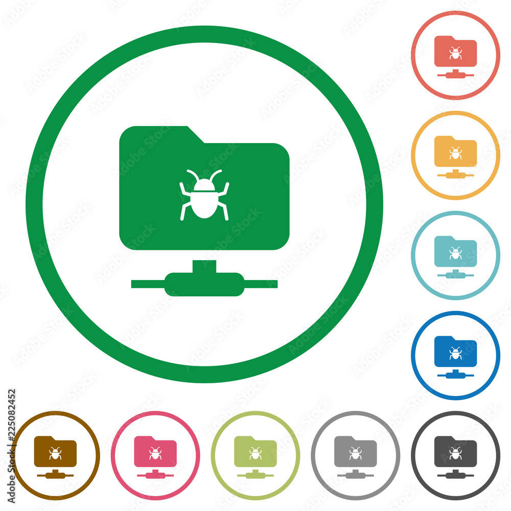 FTP bug flat icons with outlines FTP bug flat icons with outlines