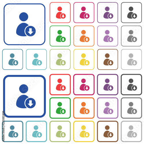 Move down user outlined flat color icons