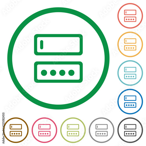 Entering login name and password flat icons with outlines