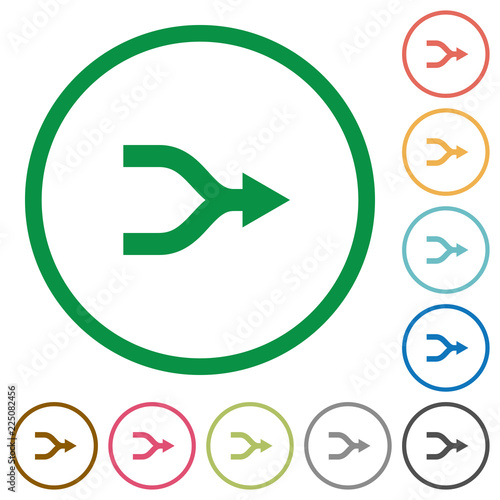 Merge arrows flat icons with outlines