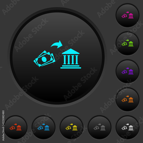 Cash deposit to bank dark push buttons with color icons