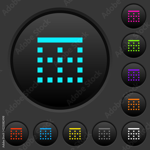 Top border dark push buttons with color icons
