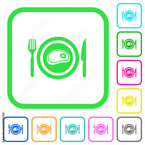 Steak for lunch vivid colored flat icons