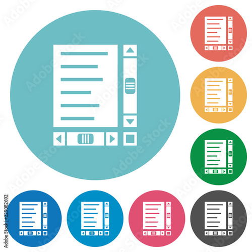 Document with content and scroll bars flat round icons