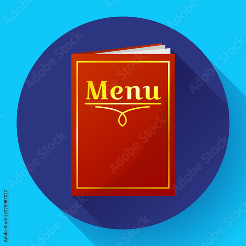 Fototapeta Naklejka Na Ścianę i Meble -  Cafe, restaurant red menu book icon in flat style. Paper menu with inscription. Vector illustration.