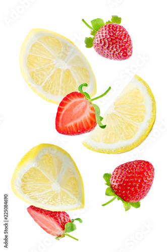 Flying Lemon slices with strawberry slices