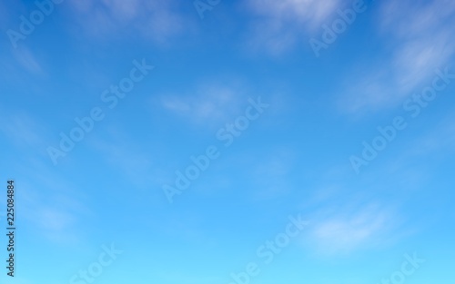 Cumulus white clouds in the clear blue sky in the morning. Blue sky background with white clouds. 3D illustration