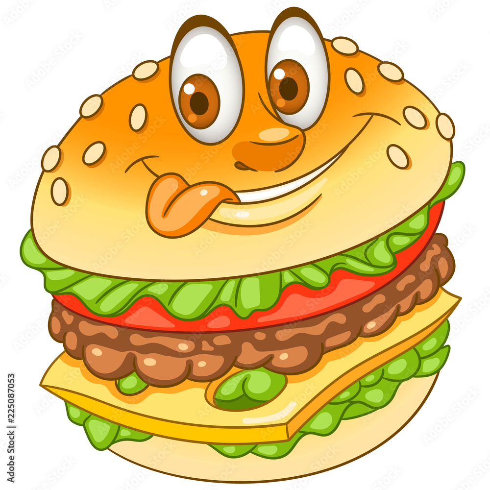 Cartoon burger, cheeseburger, hamburger Stock Vector | Adobe Stock