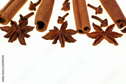 scented spices on a white background
