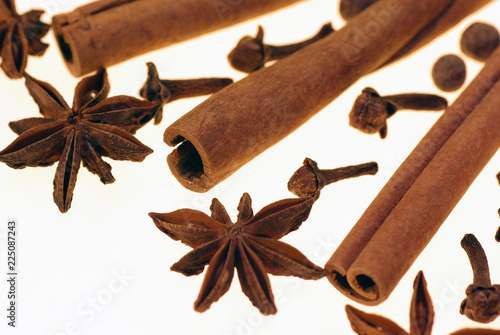 scented spices on a white background