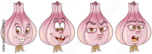 Garlic. Vegetable food. Emoji emoticon collection.