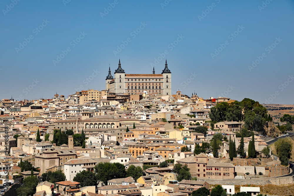 The Alcázar of Toledo is a stone fortification located in the highest part of Toledo, Spain. Once used as a Roman palace in the 3rd century, it was restored and is now a major tourist destination.