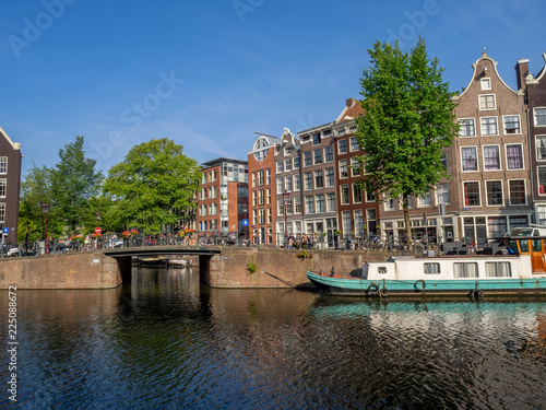 Views along canals in Amsterdam, Netherlands.