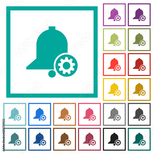 Reminder settings flat color icons with quadrant frames