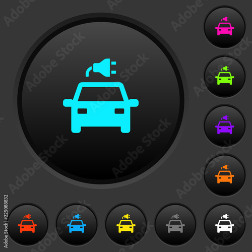 Electric car with connector dark push buttons with color icons