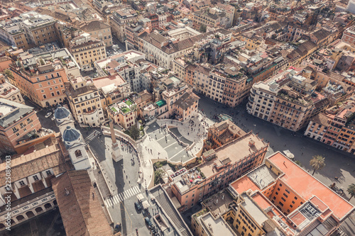 Aerial view of Piazza di Spagna and the Spanish Steps in Rome