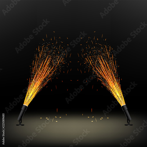 installation for a fire fountain, fireworks, scenery decoration