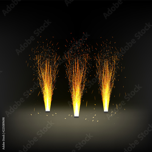 installation for a fire fountain, fireworks, scenery decoration