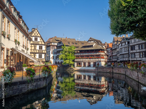 View along the Ill River in Petite France areas of Strasbourg in the Alsace region of France.  © Jeff Whyte
