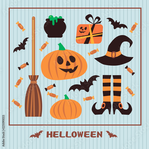 Halloween, potion, set of symbols for decoration of modern polygraphy and web design Vector illustration, flat style.